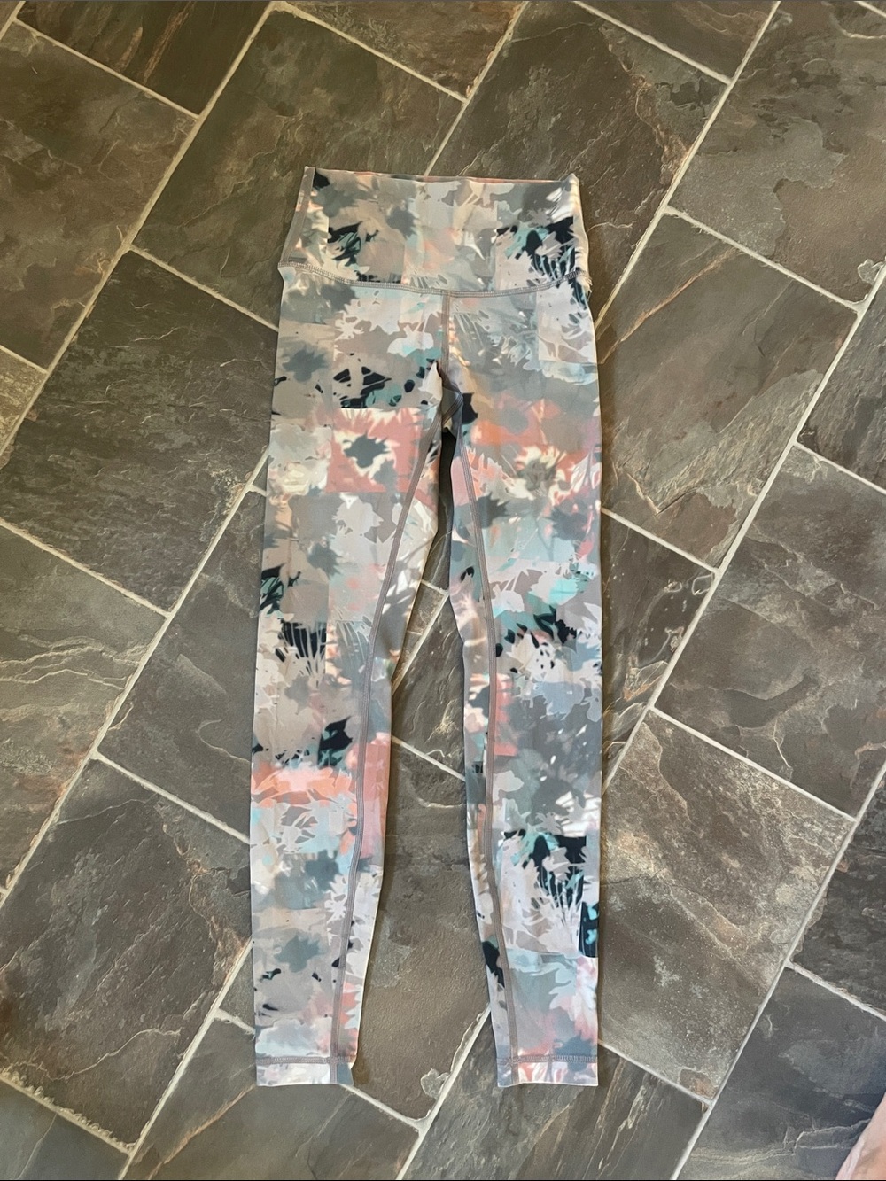 lululemon athletica Floral Abstract High-Rise Leggings in Gray, Pink & Teal